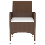 3 Piece Garden Dining Set Poly Rattan Brown - Rear View