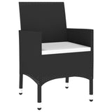 3 Piece Garden Dining Set Poly Rattan Black - 45-Degree Angle