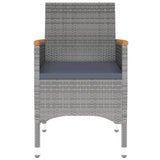 3 Piece Garden Dining Set Poly Rattan Grey - Rear View