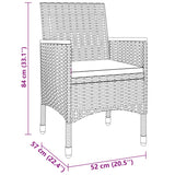 3 Piece Garden Dining Set Poly Rattan Grey - Low Angle