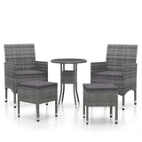 5 Piece Garden Lounge Set Poly Rattan Grey - Front View