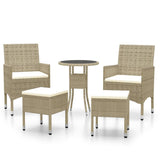 5 Piece Garden Lounge Set Poly Rattan Beige