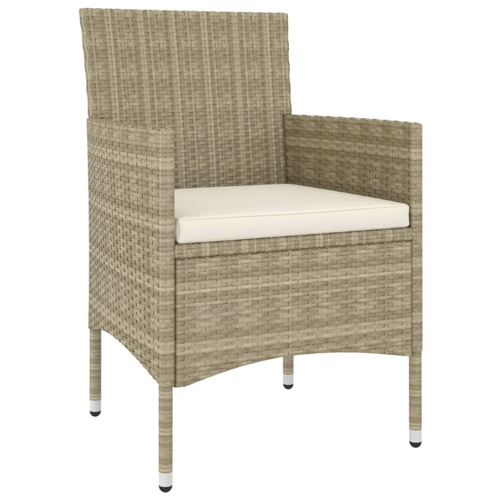 5 Piece Garden Lounge Set Poly Rattan Beige