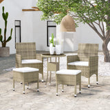 5 Piece Garden Lounge Set Poly Rattan Beige