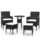 5 Piece Garden Lounge Set Poly Rattan Black