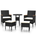 5 Piece Garden Lounge Set Poly Rattan Black
