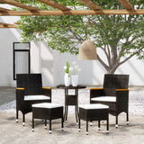 5 Piece Garden Lounge Set Poly Rattan Black