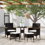 5 Piece Garden Lounge Set Poly Rattan Black