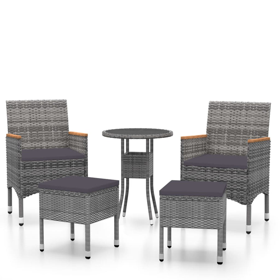 5 Piece Garden Lounge Set Poly Rattan Grey