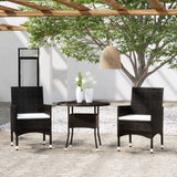 3 Piece Garden Dining Set Poly Rattan Black