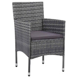 3 Piece Garden Dining Set Poly Rattan Grey