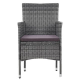 3 Piece Garden Dining Set Poly Rattan Grey - Top-Down View