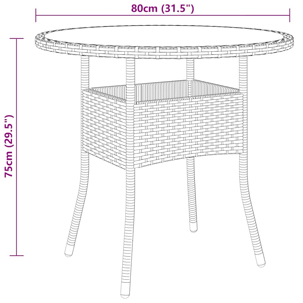 3 Piece Garden Dining Set Poly Rattan Grey