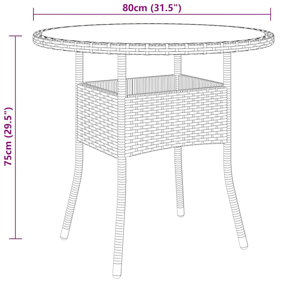 3 Piece Garden Dining Set Poly Rattan Grey