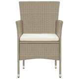3 Piece Garden Dining Set Poly Rattan Beige