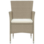 3 Piece Garden Dining Set Poly Rattan Beige