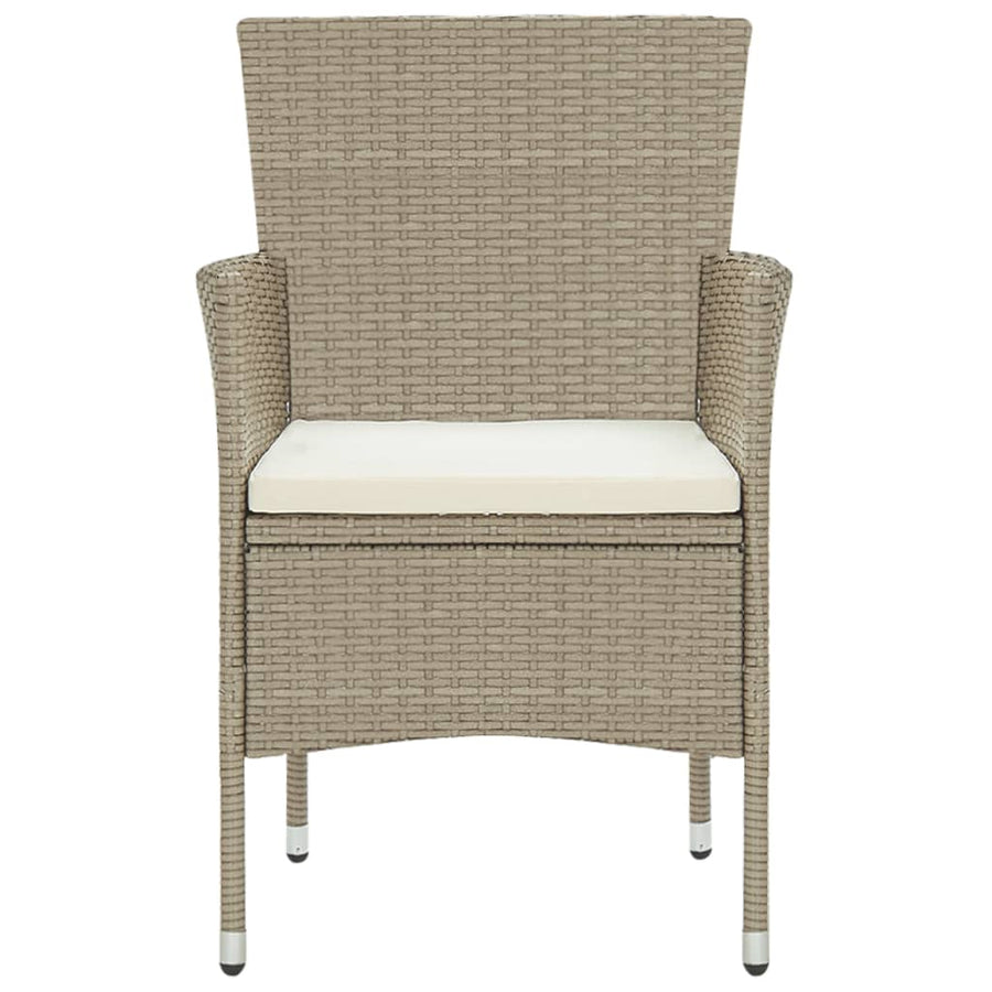 3 Piece Garden Dining Set Poly Rattan Beige