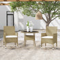 3 Piece Garden Dining Set Poly Rattan Beige