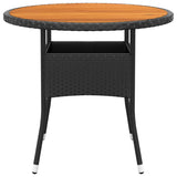 3 Piece Garden Dining Set Poly Rattan Black - Rear View