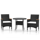 3 Piece Garden Dining Set Poly Rattan Black