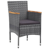 3 Piece Garden Dining Set Poly Rattan Grey - Side View