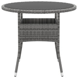 3 Piece Garden Dining Set Poly Rattan Grey - Rear View