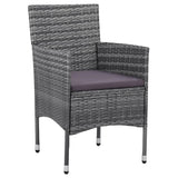 5 Piece Garden Dining Set Poly Rattan Grey - Side View