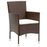 5 Piece Garden Dining Set Poly Rattan Brown - Side View
