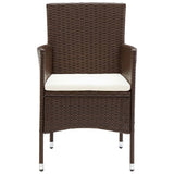 5 Piece Garden Dining Set Poly Rattan Brown - Top-Down View