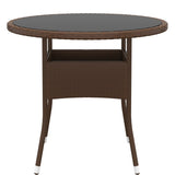 5 Piece Garden Dining Set Poly Rattan Brown - Rear View