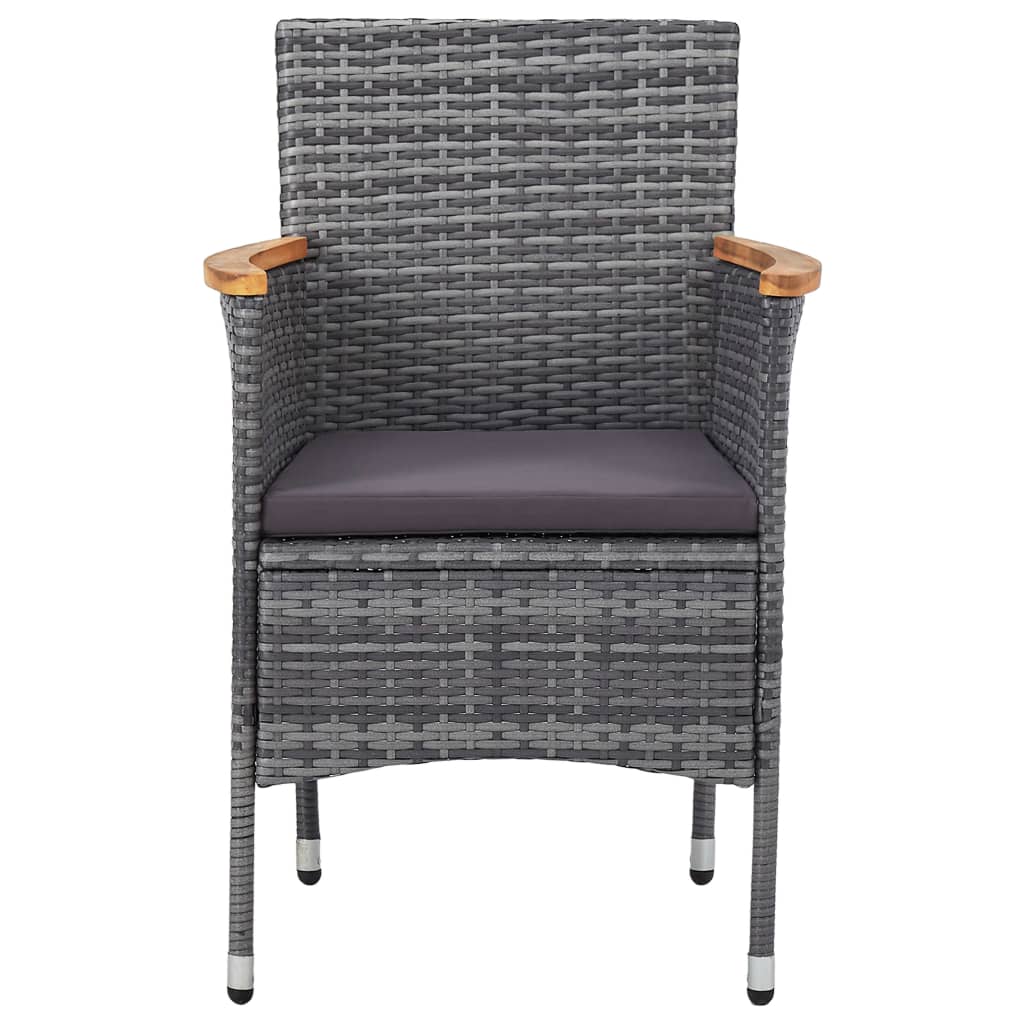 5 Piece Garden Dining Set Poly Rattan Grey