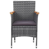 5 Piece Garden Dining Set Poly Rattan Grey - Top-Down View