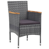 5 Piece Garden Dining Set Poly Rattan Grey - Side View