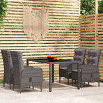 5 Piece Garden Dining Set Poly Rattan Grey
