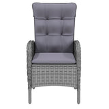 7 Piece Garden Dining Set Poly Rattan Grey - Side View