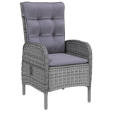 7 Piece Garden Dining Set Poly Rattan Grey - Top-Down View