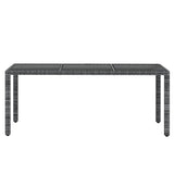 7 Piece Garden Dining Set Poly Rattan Grey - Rear View