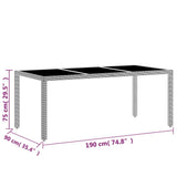 7 Piece Garden Dining Set Poly Rattan Grey - Low Angle