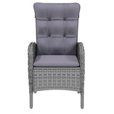 7 Piece Garden Dining Set Poly Rattan Grey - Side View