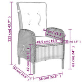 9 Piece Garden Dining Set Poly Rattan Grey - Close-Up Angle