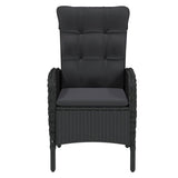 3 Piece Garden Dining Set Poly Rattan Black - Side View