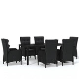 7 Piece Garden Dining Set Poly Rattan Black