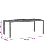 7 Piece Garden Dining Set Poly Rattan Black - Low Angle