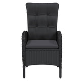 9 Piece Garden Dining Set Poly Rattan Black - Side View