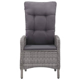 3 Piece Garden Dining Set Poly Rattan and Glass Grey - 45-Degree Angle