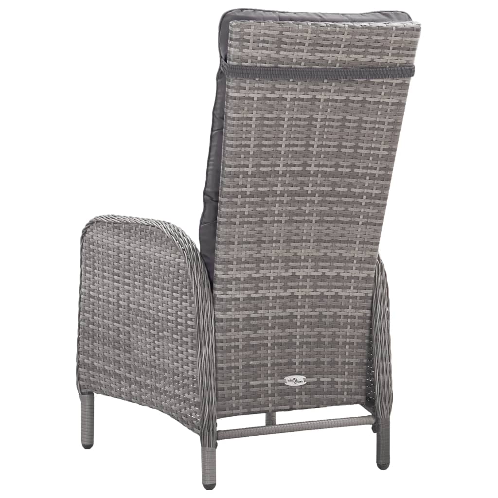 3 Piece Garden Dining Set Poly Rattan and Acacia Wood Grey