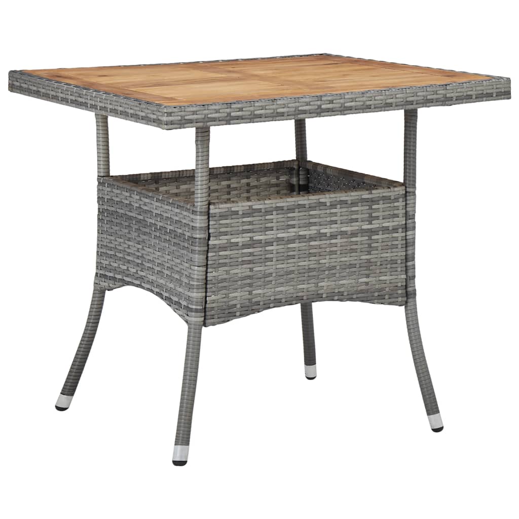 3 Piece Garden Dining Set Poly Rattan and Acacia Wood Grey