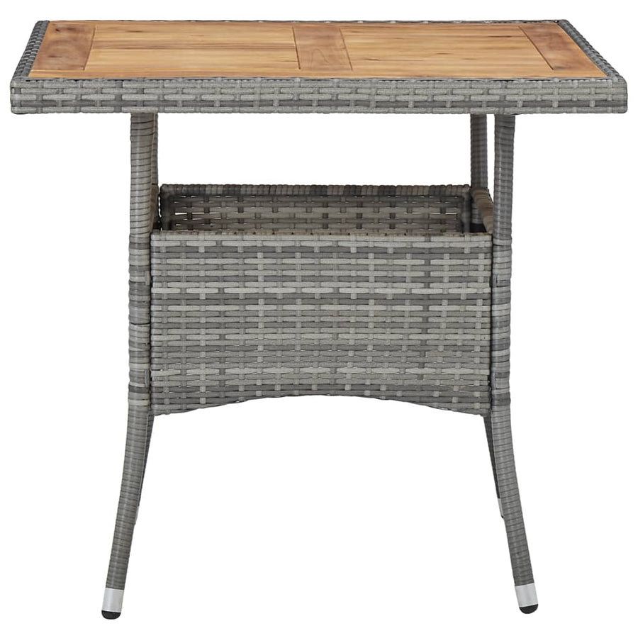 3 Piece Garden Dining Set Poly Rattan and Acacia Wood Grey