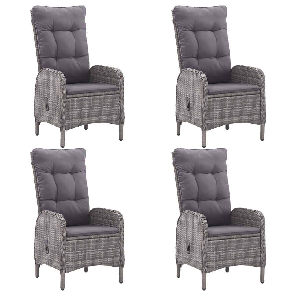 5 Piece Garden Dining Set Poly Rattan and Glass Grey