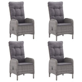 5 Piece Garden Dining Set Poly Rattan and Acacia Wood Grey - Side View